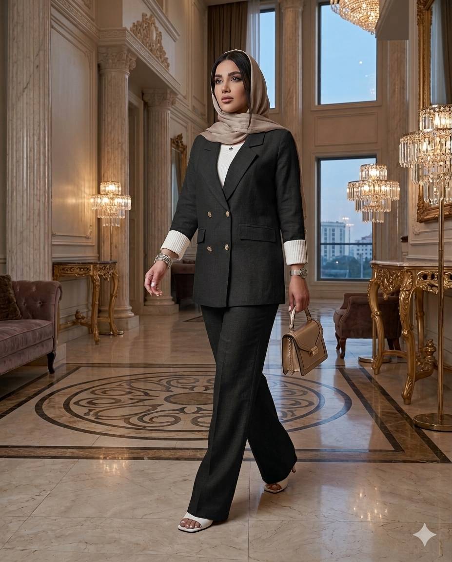 ست کت شلوار زنانه لنین شانتون ژاکارد درجه یک چهار فصل مدل چوک