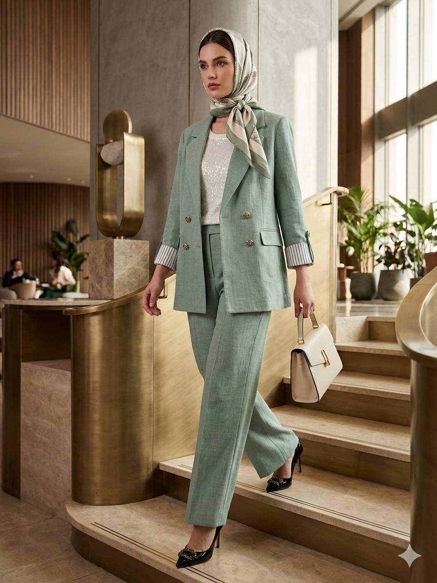 ست کت شلوار زنانه لنین شانتون ژاکارد درجه یک چهار فصل مدل چوک