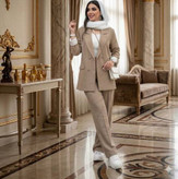 ست کت شلوار زنانه لنین شانتون ژاکارد درجه یک چهار فصل مدل چوک