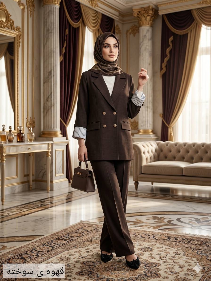 ست کت شلوار زنانه لنین شانتون ژاکارد درجه یک چهار فصل مدل چوک