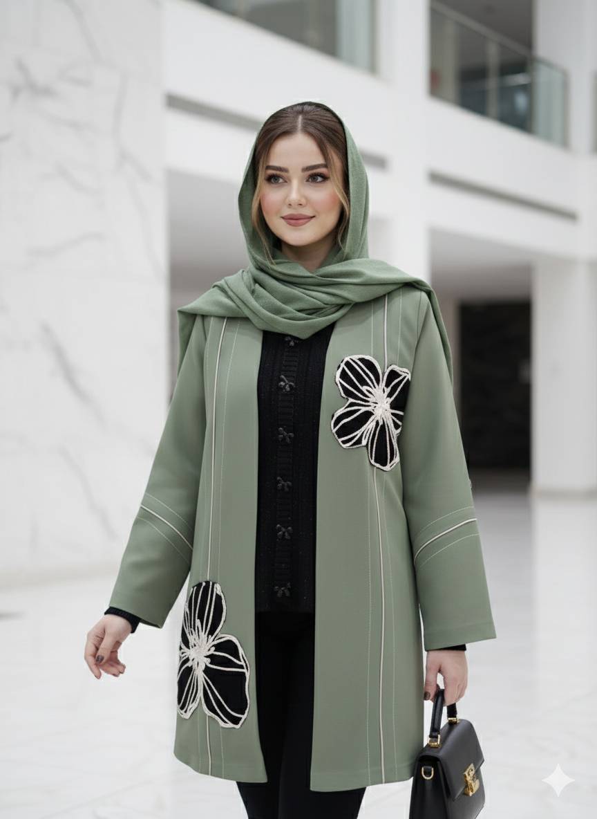 مانتو زنانه کرپ مازراتی کجراه نخ توییست خودش دوخت میرا