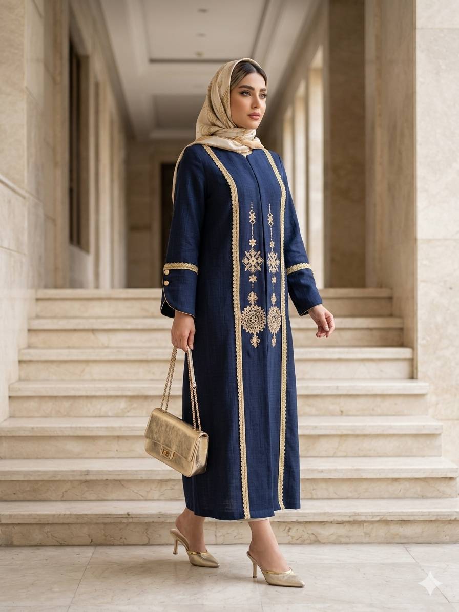 مانتو زنانه بلند شانتون اسلپ گلدوزی درجه یک آوا
