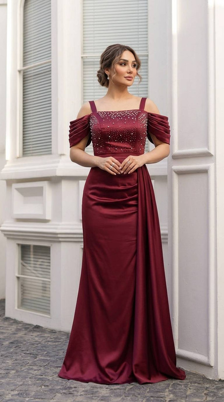 ماکسی مجلسی زنانه جنس ساتن ال ایکس مدل صدف