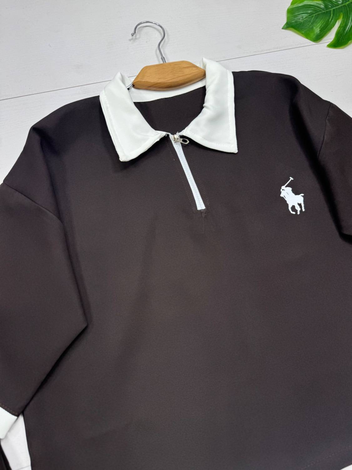 ست پلوشرت شلوار نیم زیپ زنانه مازراتی باکیفیت POLO