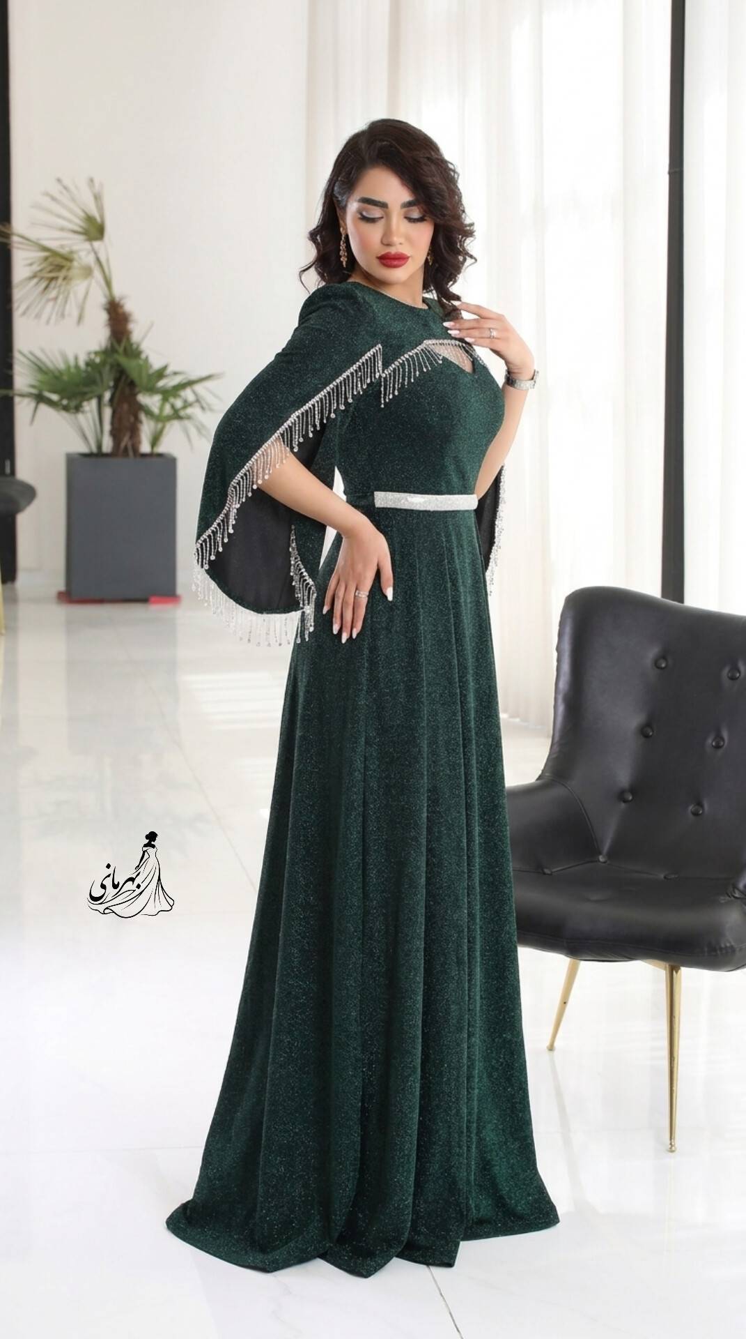 ماکسی مجلسی زنانه لمه درجه یک دیزاین شده با زنجیر مدل روشنا