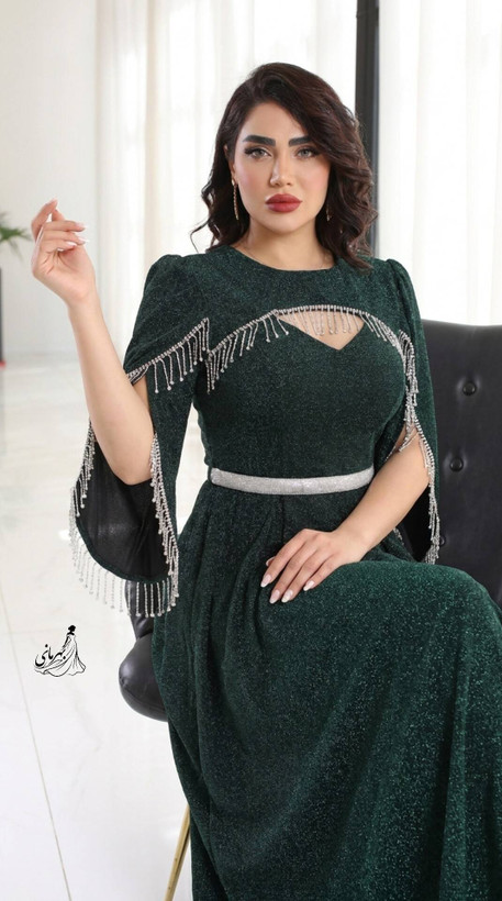ماکسی مجلسی زنانه لمه درجه یک دیزاین شده با زنجیر مدل روشنا