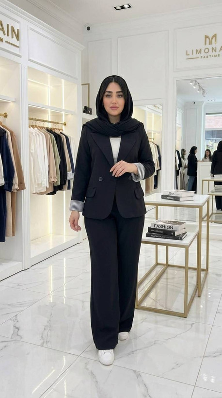 ست کت شلوار زنانه لنین گرم بالا چهار فصل تینا