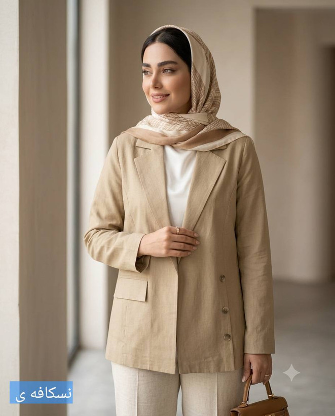 کت زنانه جذاب لنین درجه یک الی مناسب تمام فصل ها