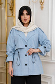مانتو زنانه مازراتی سه دکمه کمرگت دار بانو