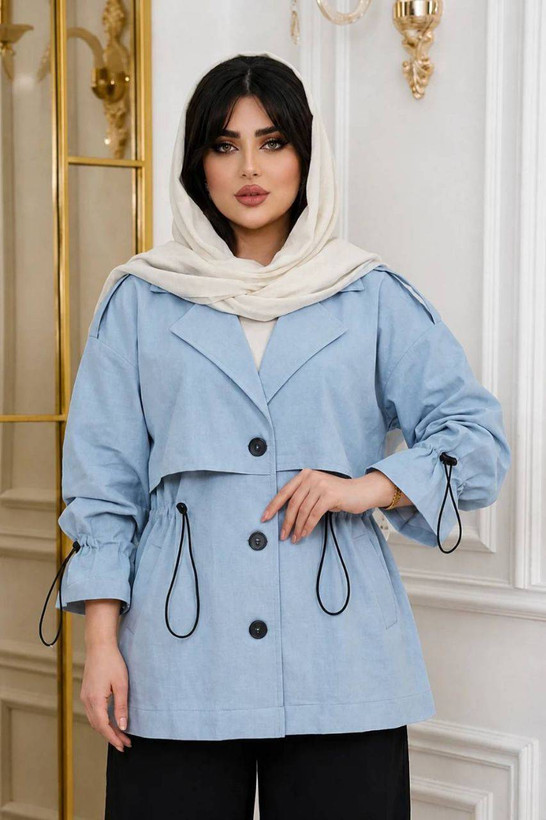 مانتو زنانه مازراتی سه دکمه کمرگت دار بانو