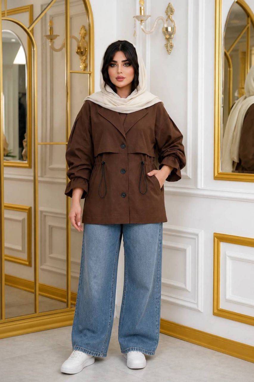 مانتو زنانه مازراتی سه دکمه کمرگت دار بانو