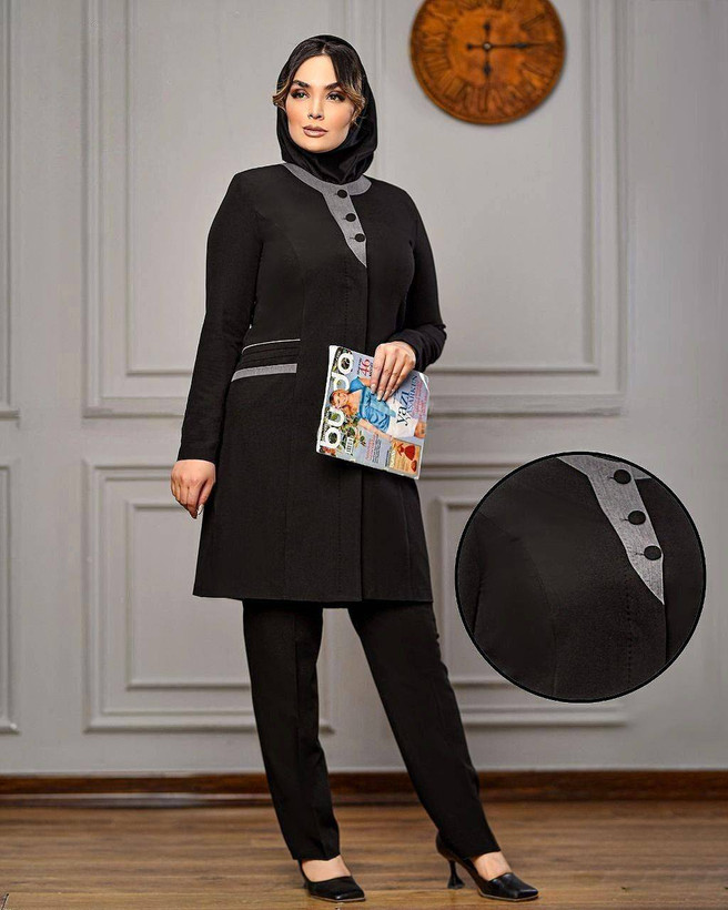 ست مانتو شلوار اداری زنانه ترکیبی پرشین ساده مدل سارگل