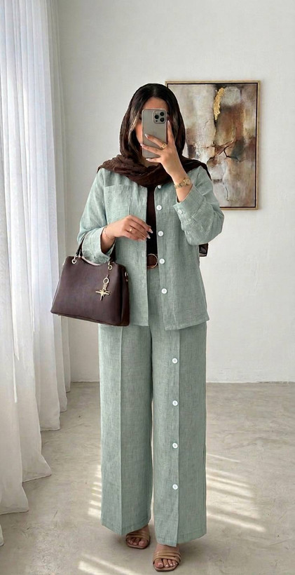ست مانتو شلوار زنانه لنین زارا درجه یک ترانه بدون آبرفت