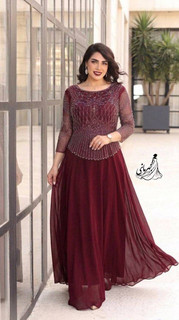 ماکسی مجلسی زنانه زیبا سایزبزرگ لعیا حریر درجه یک دیزاین شده با نگین و مروارید سایز 46تا60