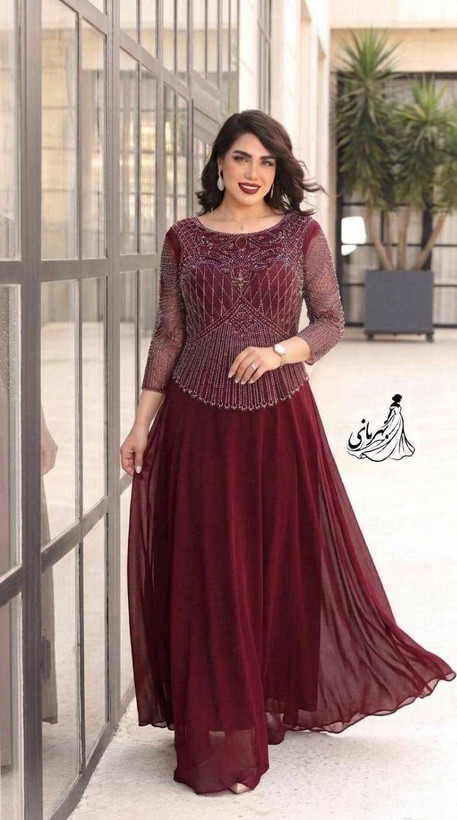 ماکسی مجلسی زنانه زیبا سایزبزرگ لعیا حریر درجه یک دیزاین شده با نگین و مروارید سایز 46تا60