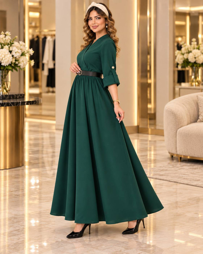 پیراهن زنانه بلند الیزه آنجولینا باکمربند