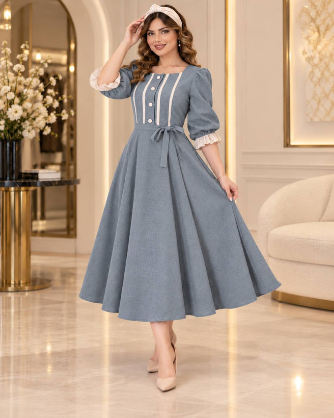 پیراهن عروسکی شانتون و خرجکار مازراتی مدل ژیلا