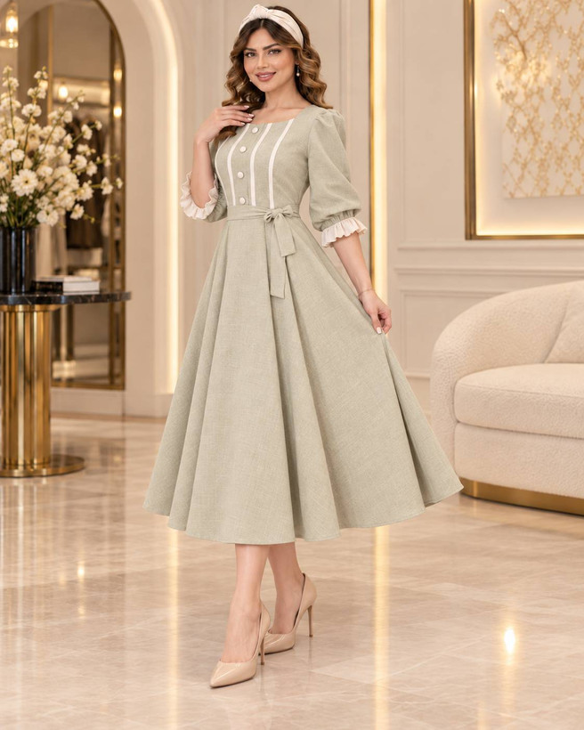 پیراهن عروسکی شانتون و خرجکار مازراتی مدل ژیلا