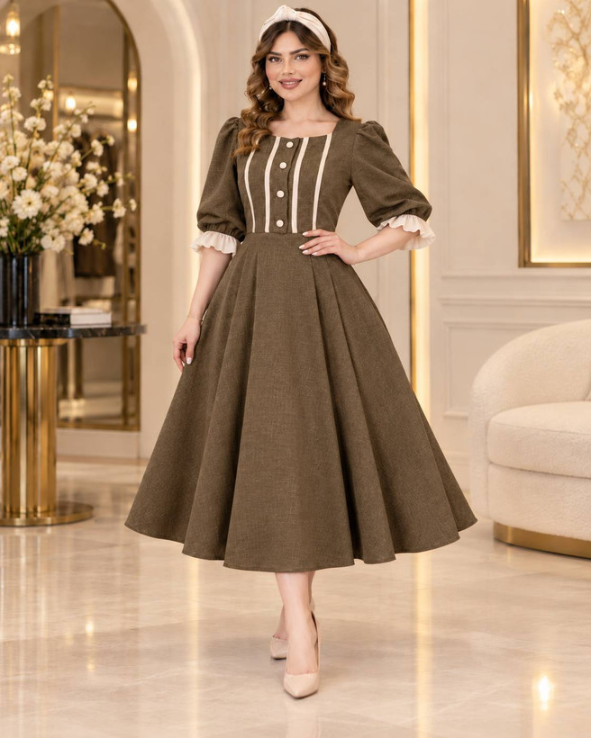 پیراهن عروسکی شانتون و خرجکار مازراتی مدل ژیلا