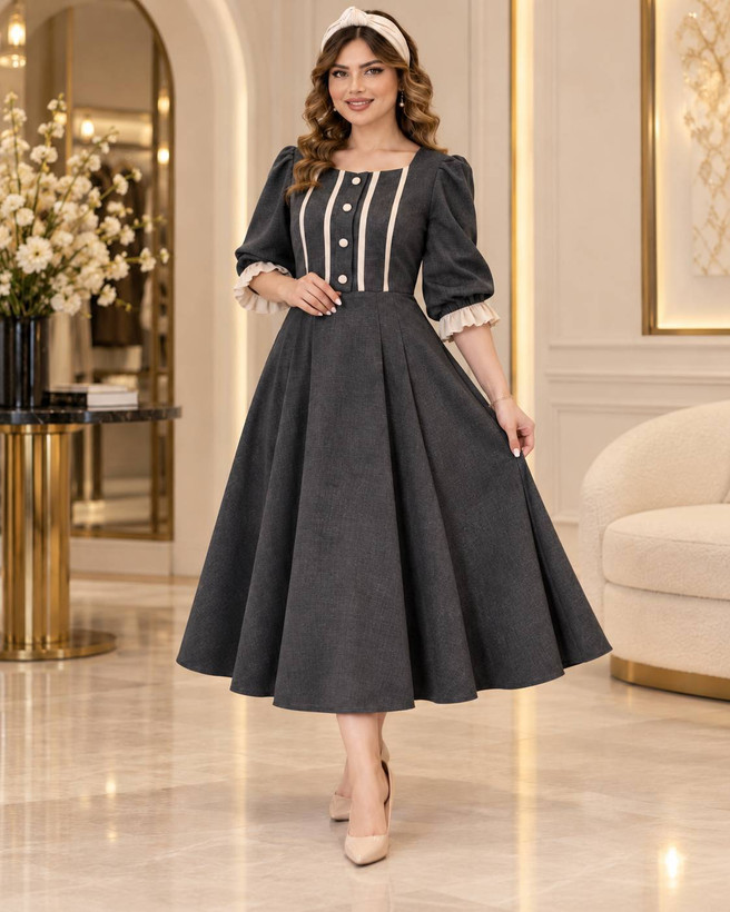 پیراهن عروسکی شانتون و خرجکار مازراتی مدل ژیلا