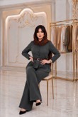 ست سه تیکه زنانه کت وشلوار و کمربند بزیاق مدل سمیه