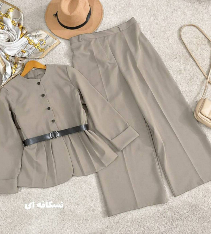ست سه تیکه زنانه کت وشلوار و کمربند بزیاق مدل سمیه