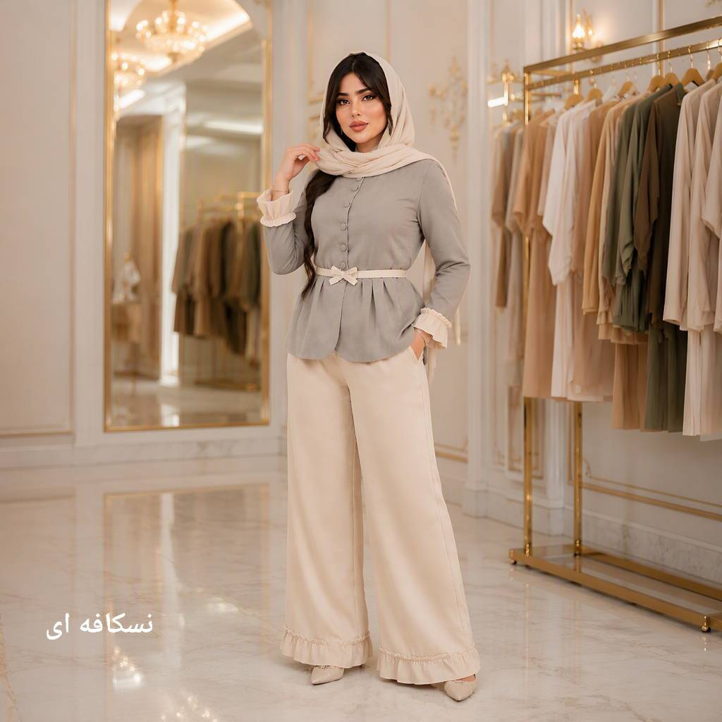 ست مانتو شلوار زنانه بزیاق مدل جورجینا