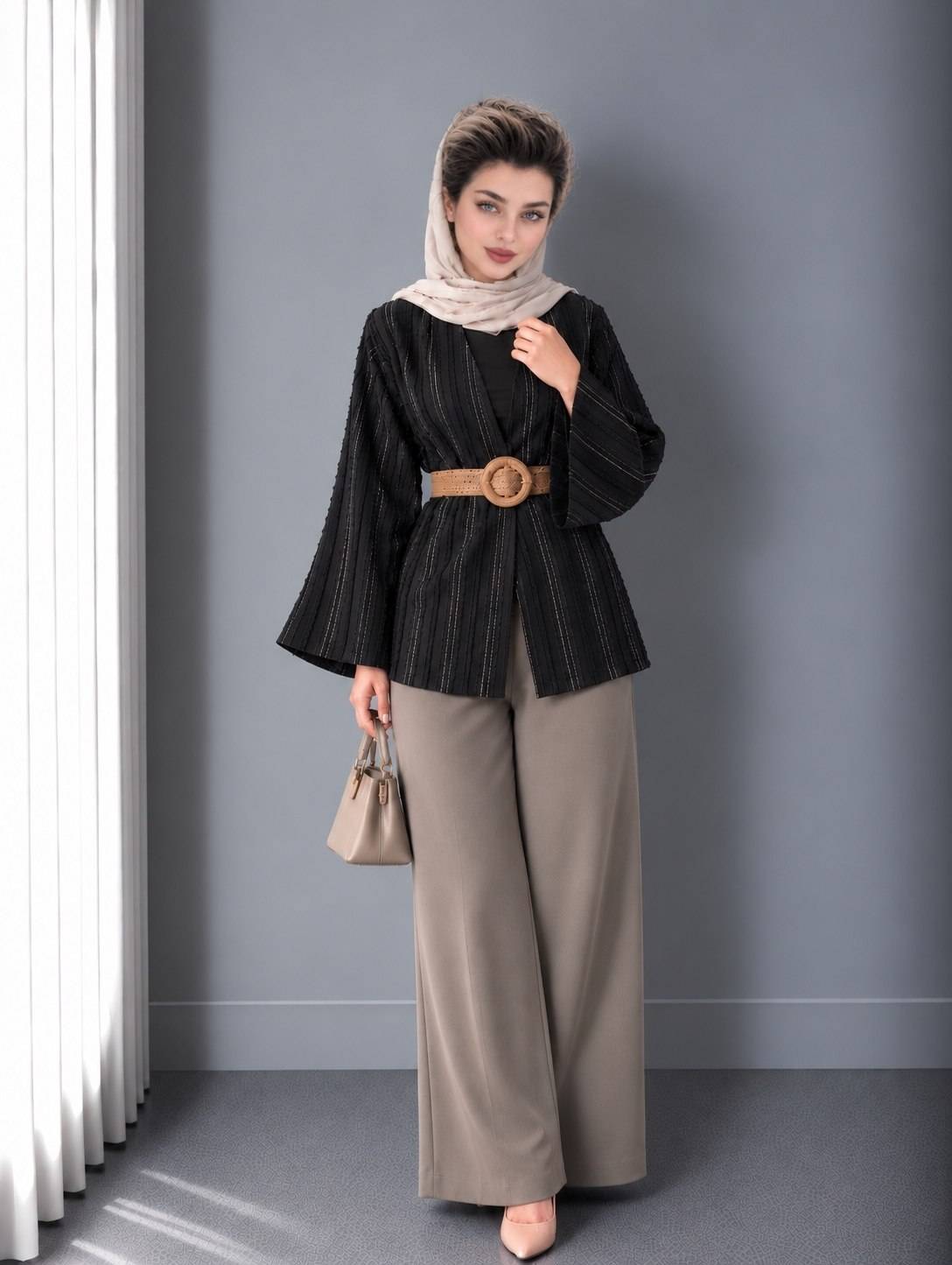 ست زنانه کت و شلوار شیک کت ژاکارد اعلا و شلوار بزیاق مدل آنابلا