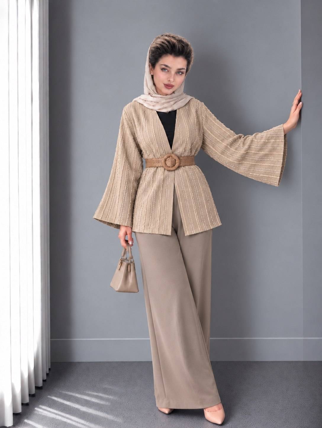 ست زنانه کت و شلوار شیک کت ژاکارد اعلا و شلوار بزیاق مدل آنابلا