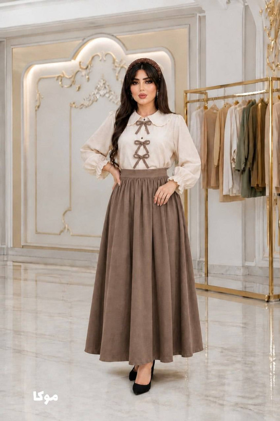 ست زنانه شومیز دامن بزیاق مدل جانان