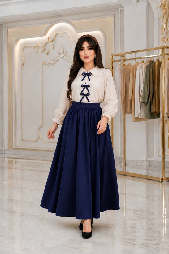 ست زنانه شومیز دامن بزیاق مدل جانان