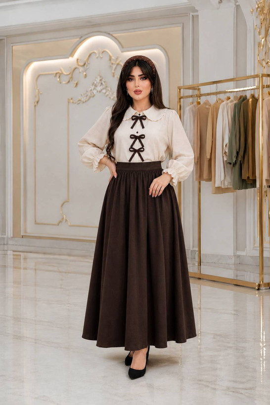 ست زنانه شومیز دامن بزیاق مدل جانان