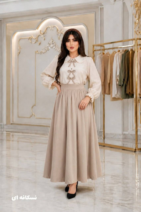ست زنانه شومیز دامن بزیاق مدل جانان