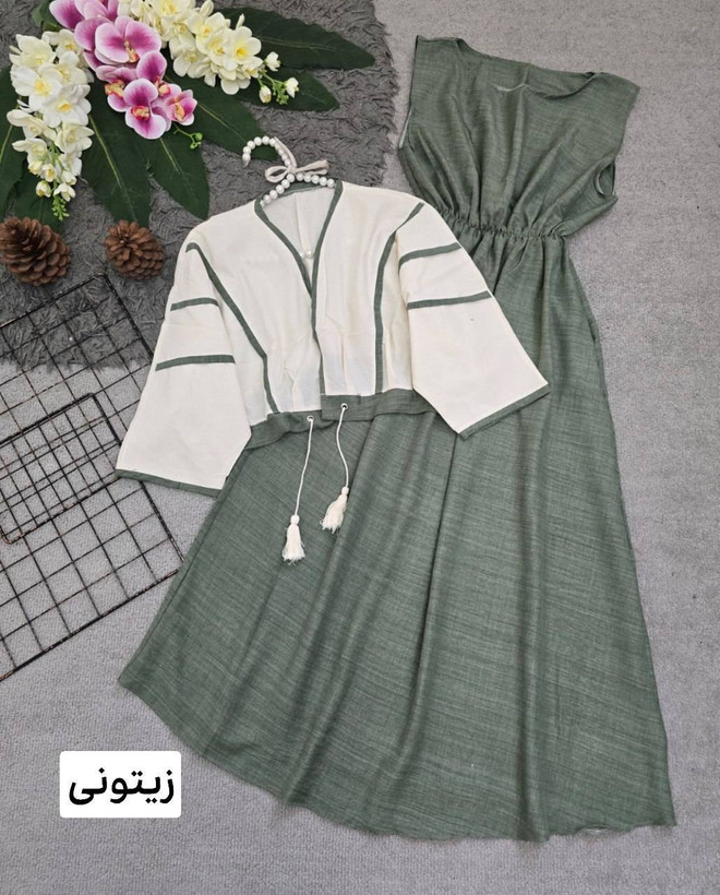 ست دوتیکه سارافون و کراپ زنانه لنین و شانتون نرگس