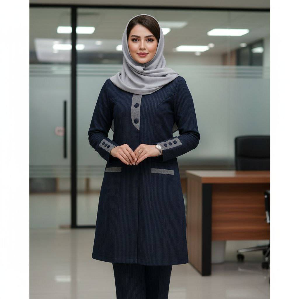 ست مانتو شلوار اداری زنانه پرشیا پرومکس دیپلمات راه راه ماهگل