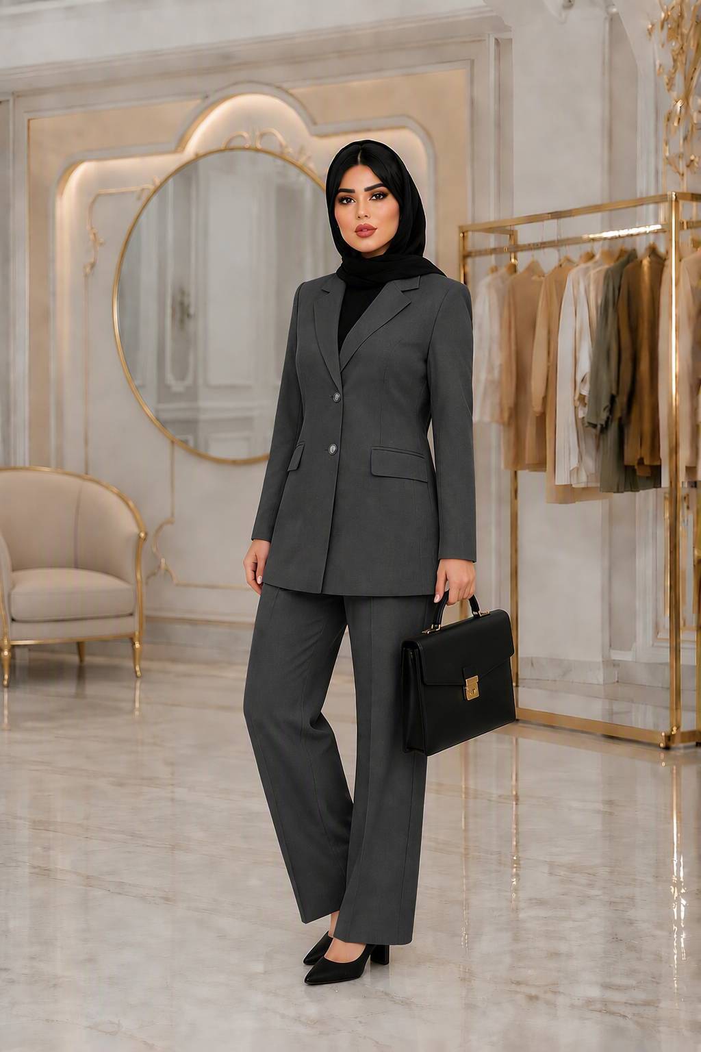 مانتو شلوار اداری زنانه فاستونی مدل نازبانو