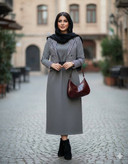 ست زنانه سه تیکه سارافون کت و کمربند نخ پنبه و پیچازی مدل روژا