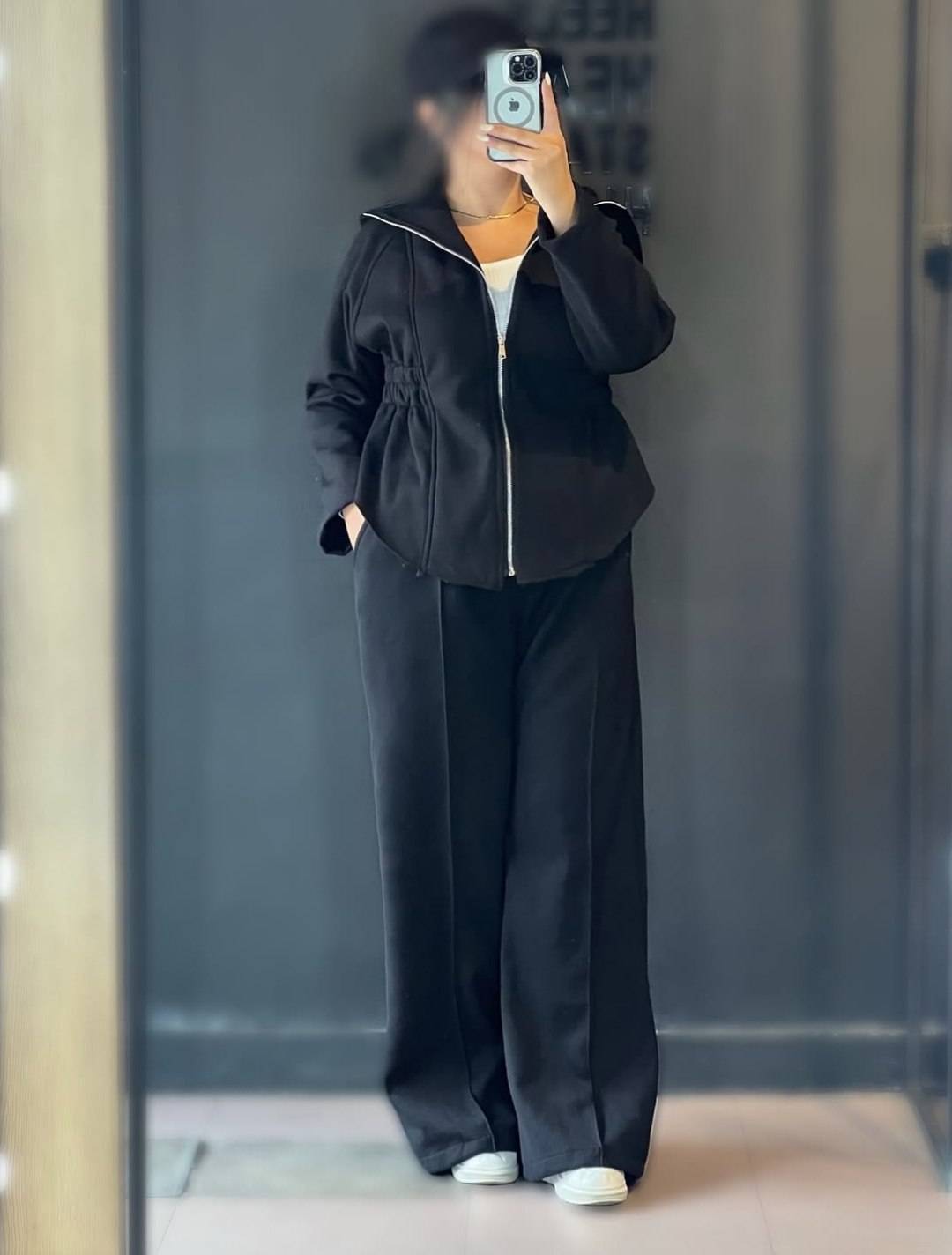 ست زنانه هودی شلوار کتان کجراه چهار فصل دوخت مزونی نرگس