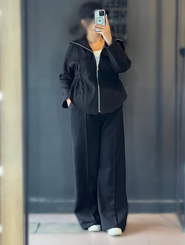 ست زنانه هودی شلوار کتان کجراه چهار فصل دوخت مزونی نرگس