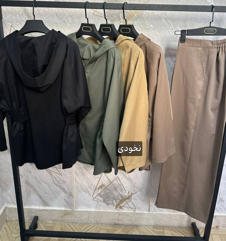 ست زنانه هودی شلوار کتان کجراه چهار فصل دوخت مزونی نرگس