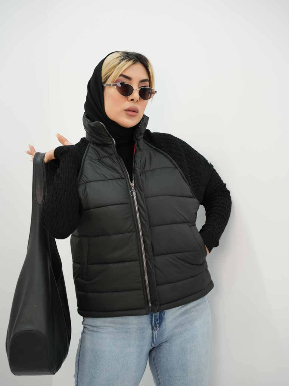 پافر زنانه جدید سرشانه بافت  مموری داخل آستر کشی شده