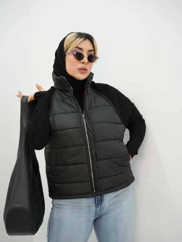 پافر زنانه جدید سرشانه بافت مموری داخل آستر کشی شده