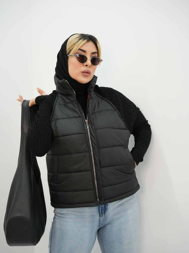 پافر زنانه جدید سرشانه بافت مموری داخل آستر کشی شده