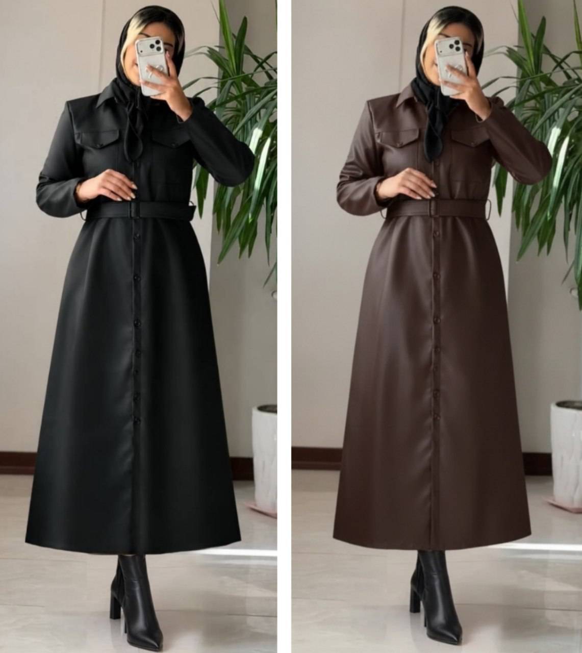 پالتو بارانی چرم بلند زنانه  مدل آتوسا