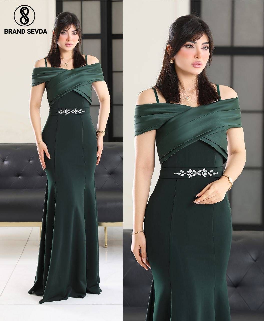ماکسی مجلسی زنانه غواصی و ساتن سنگدوزی شده باکیفیت پینار
