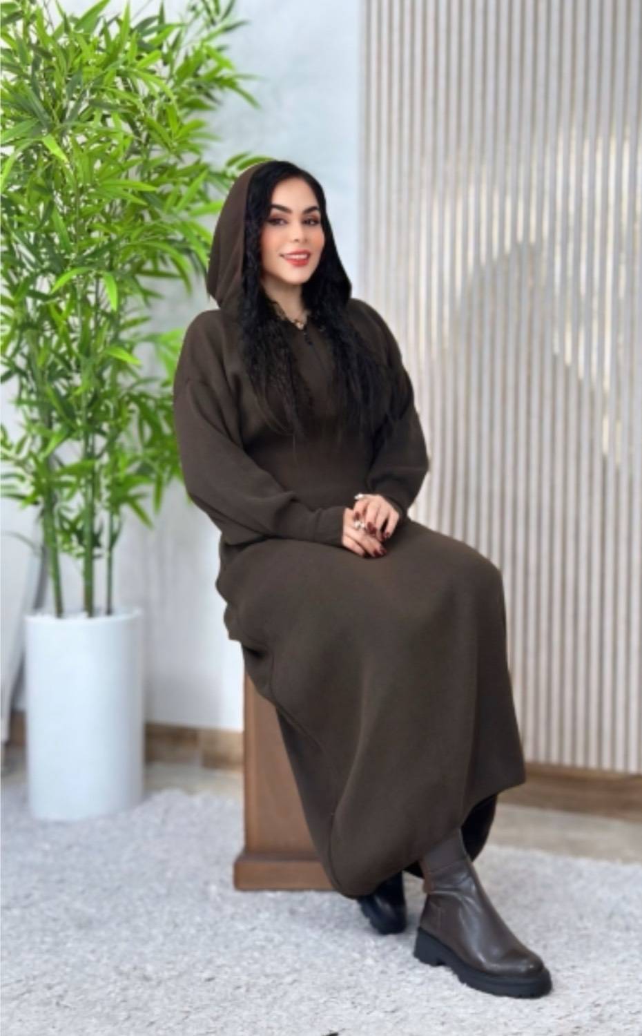ماکسی بافت زنانه ساعت شنی جنس بافت سه نخ درجه یک