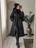 کت چرم زنانه بلند جنس تیرکمونی اعلا راشین