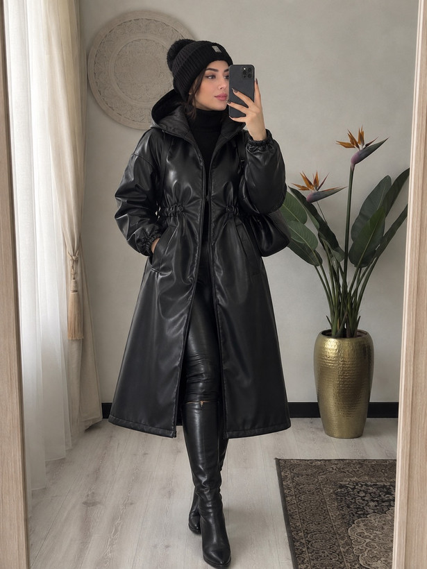 کت چرم زنانه بلند جنس تیرکمونی اعلا راشین