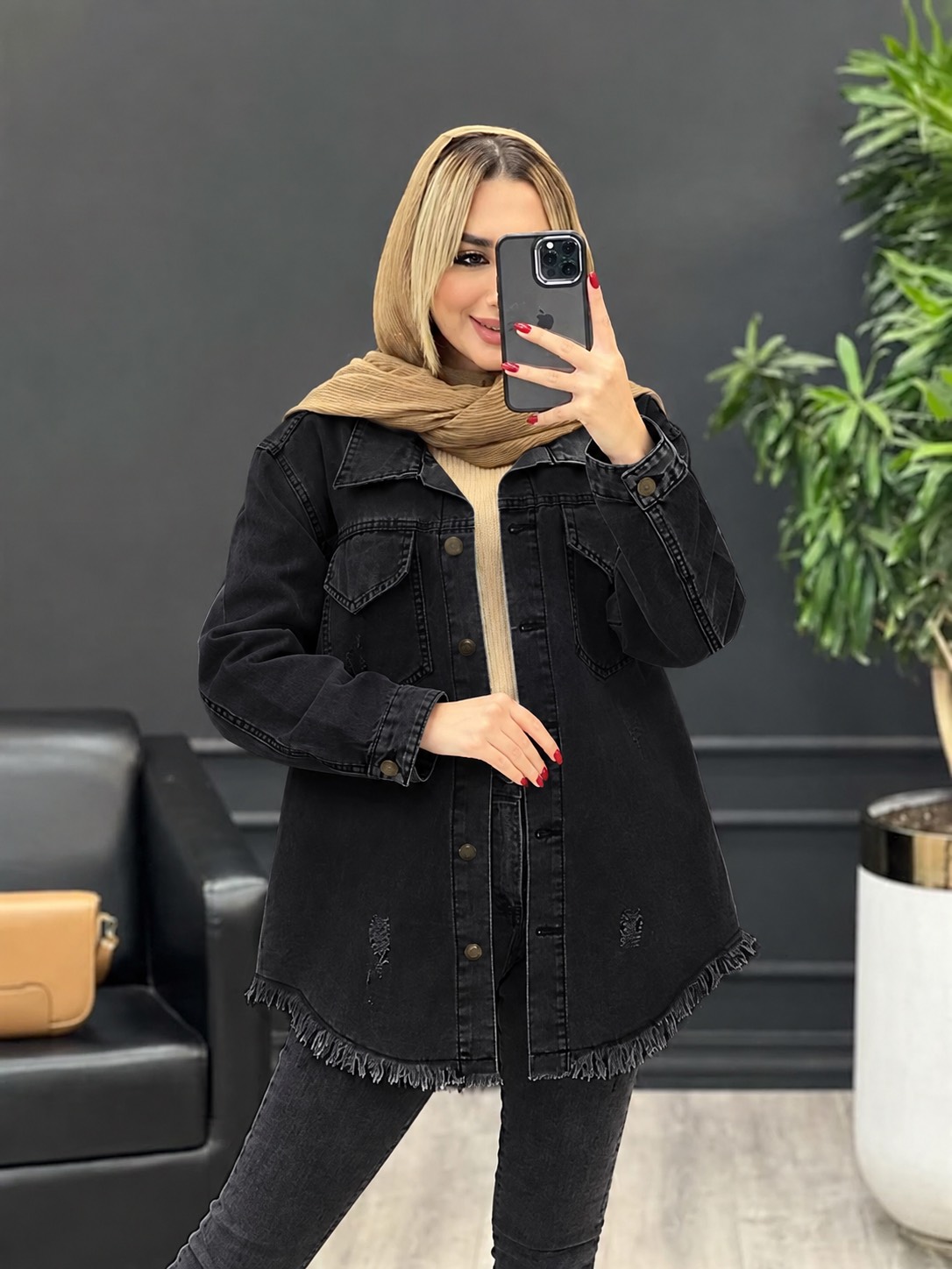 کت  زنانه جین اصل گرم بالا با کیفیت راشی