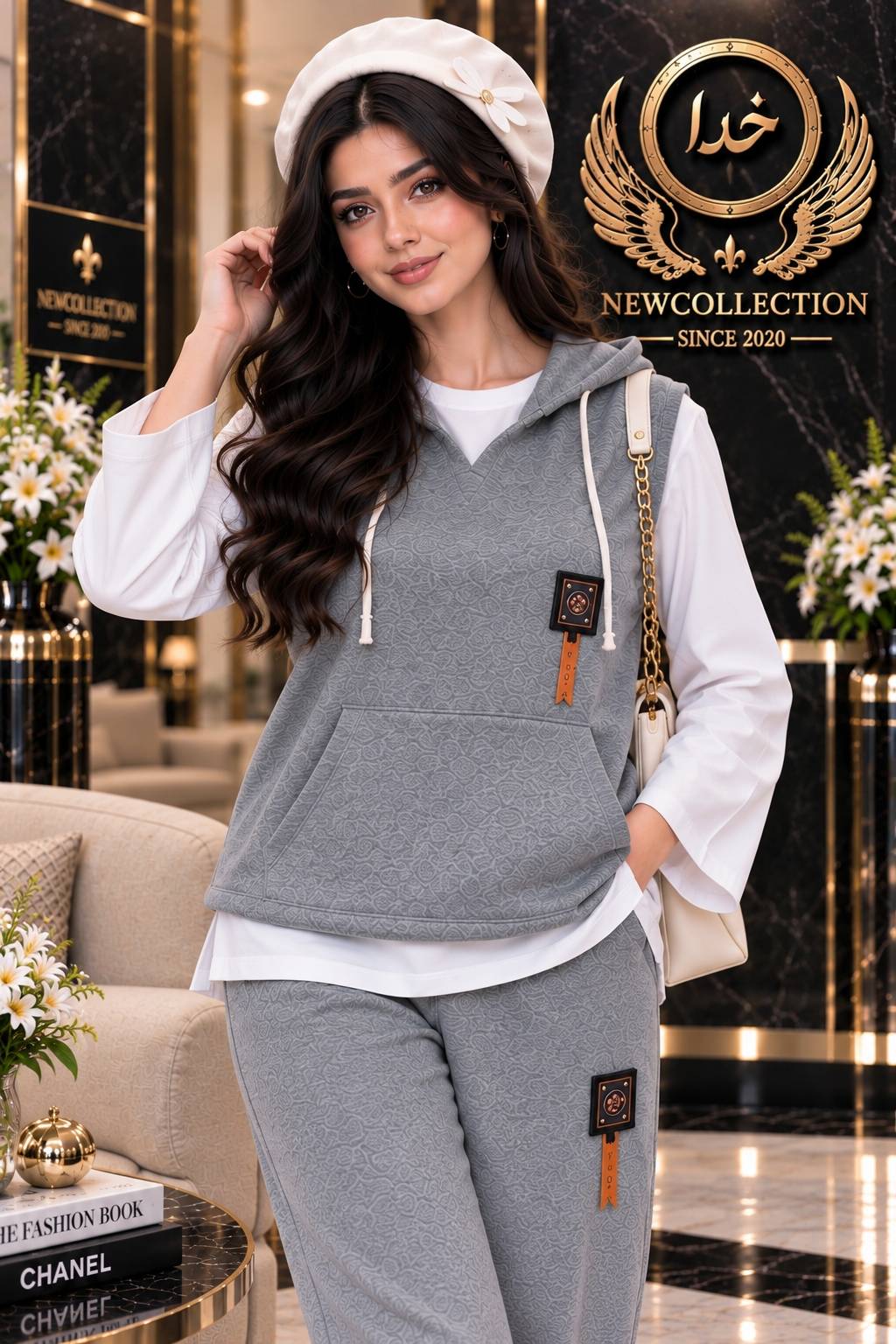 ست سه تیکه جلیقه شومیزوشلوار پاییزه زنانه گلکسی اعلا سریناع